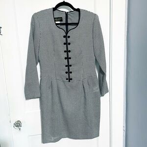 DONNA RICO Vintage Houndstooth DRESS SIZE 10P Career Academic Long Sleeve
